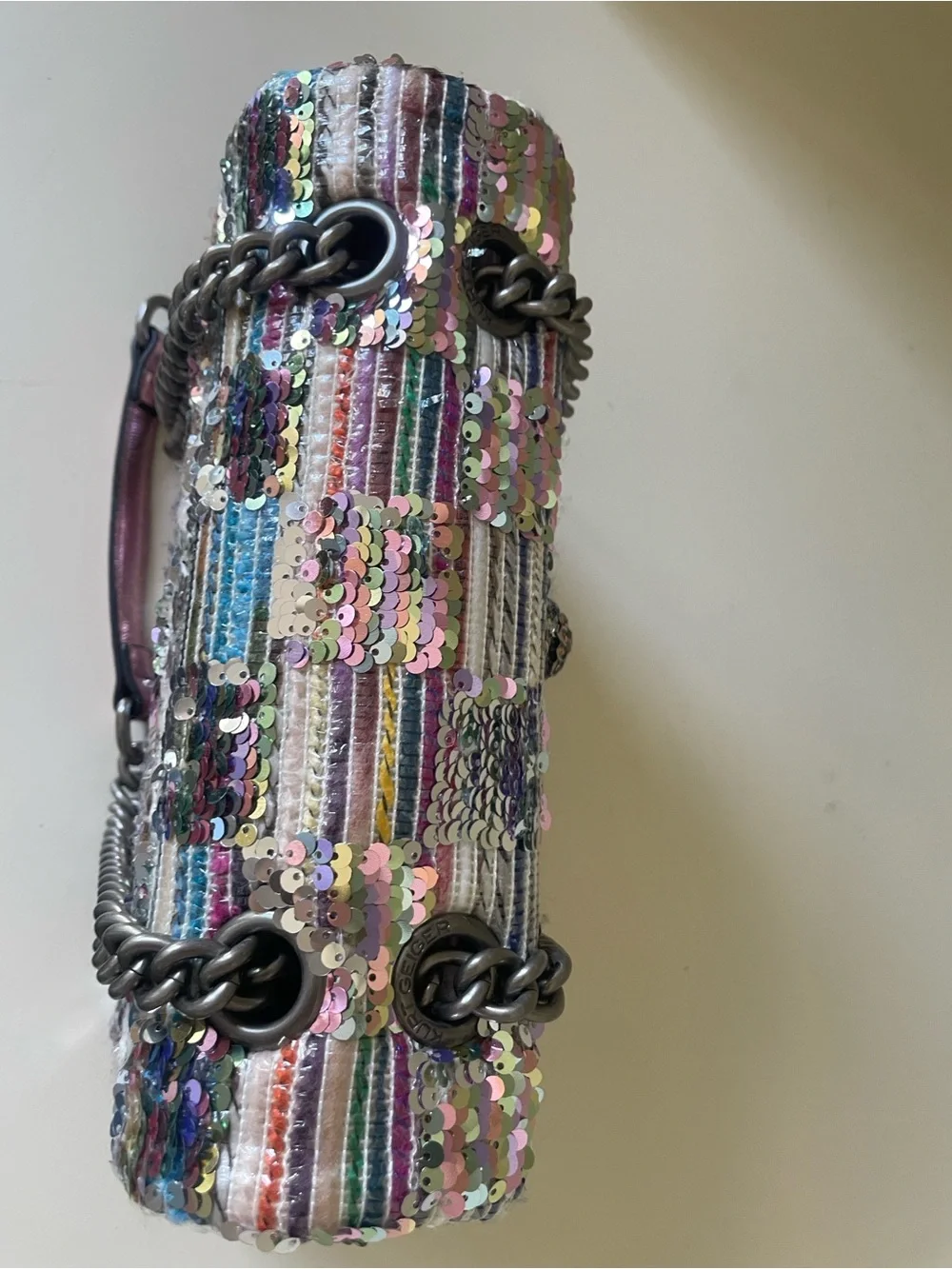 Kurt Geiger Multicolor Sequin Shoulder Bag with Pink Strap